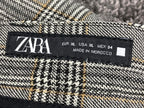 Zara Gray Plaid Dress Pants Womens Elastic Waist Tapered Slim Fit Trousers XL 34