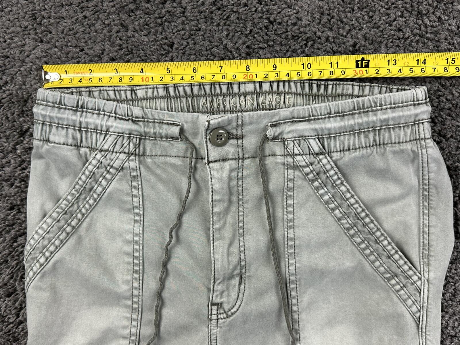 American Eagle High Waisted Utility Joggers Cargo Pants Stretch Sage Green Sz 8