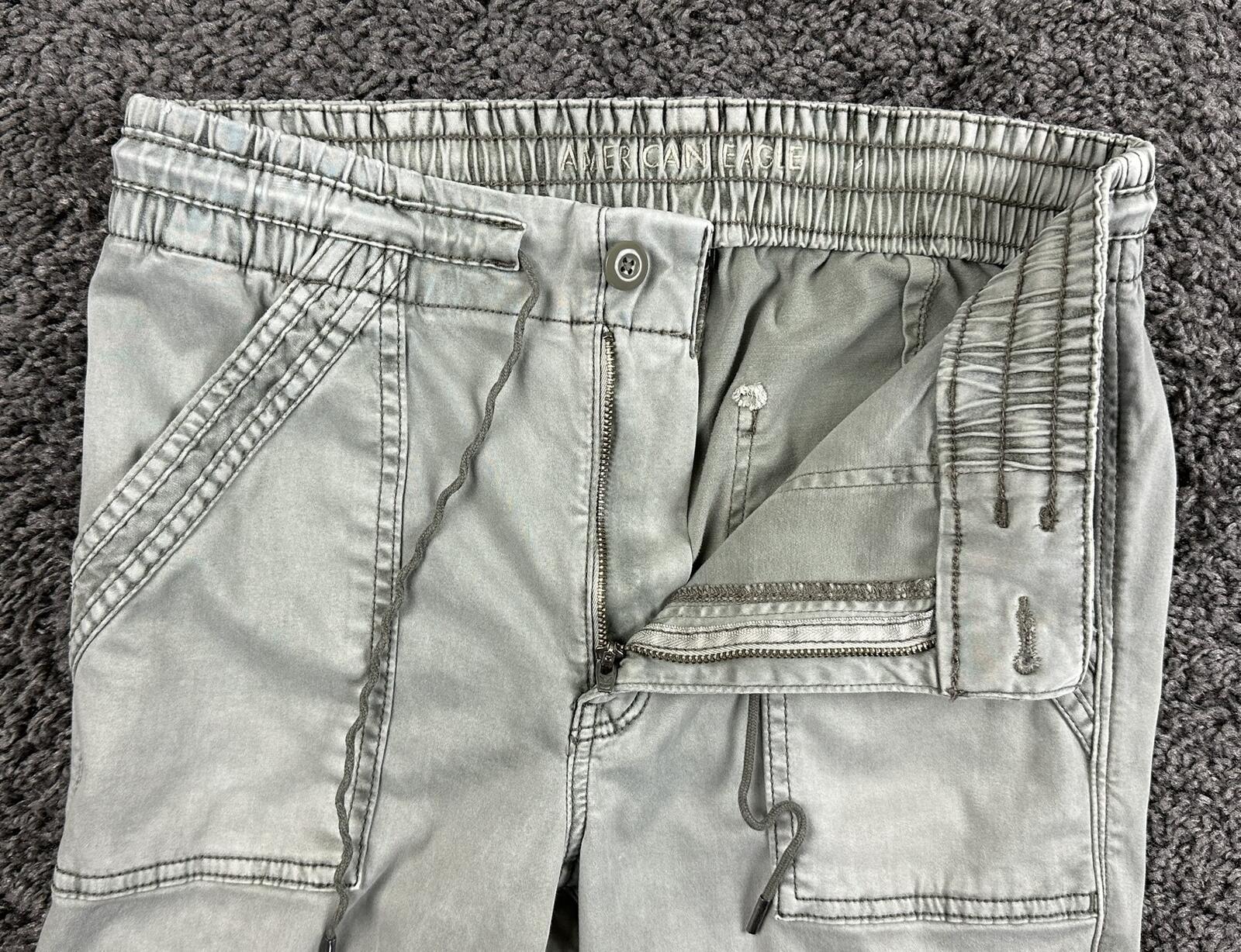 American Eagle High Waisted Utility Joggers Cargo Pants Stretch Sage Green Sz 8