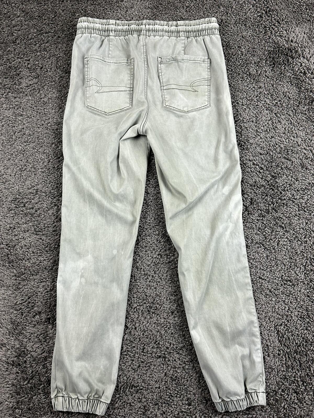 American Eagle High Waisted Utility Joggers Cargo Pants Stretch Sage Green Sz 8
