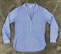 KUT from the Kloth Jasmine Blouse Blue Geometric Medallion Roll Tab Medium