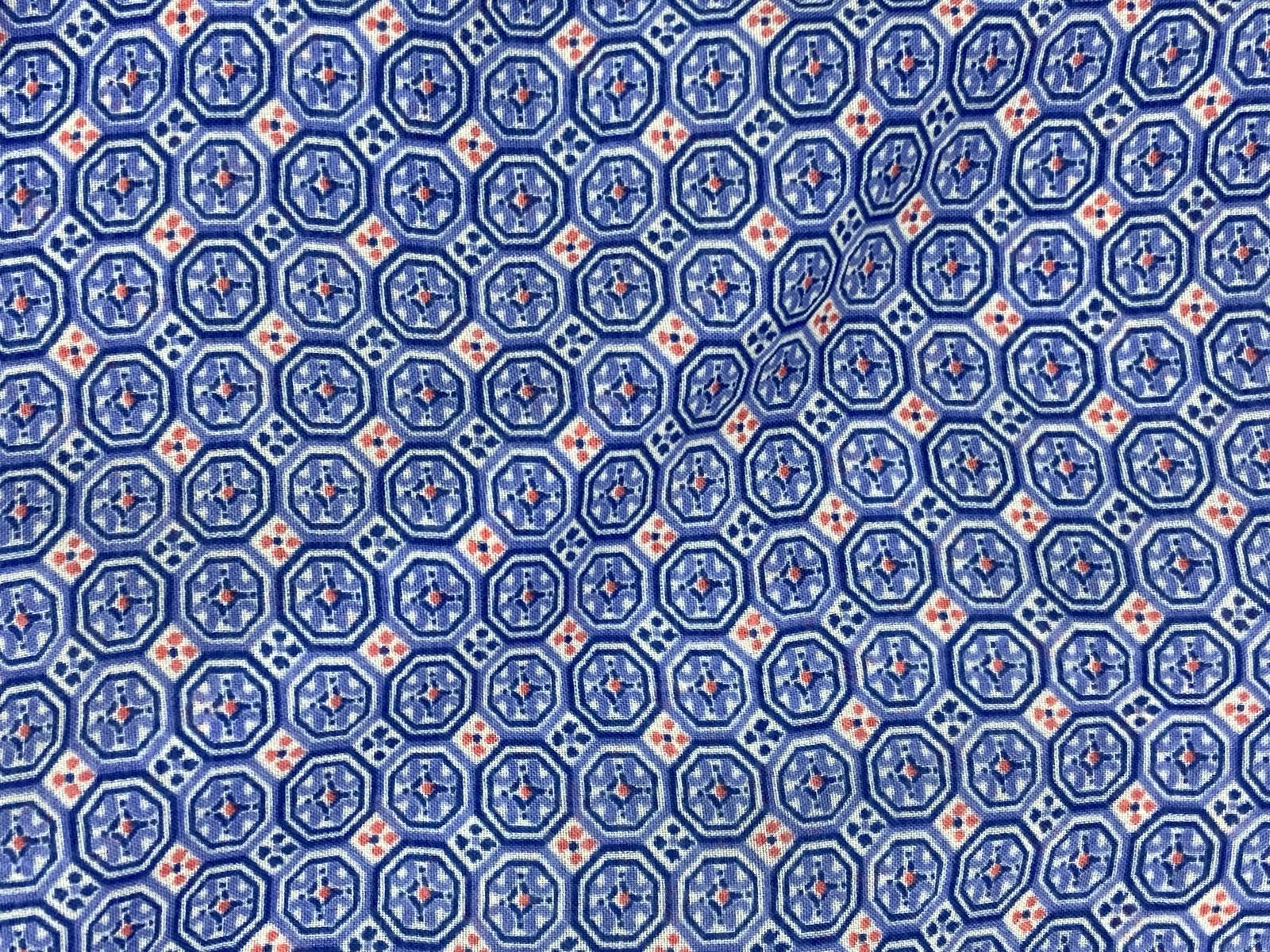 KUT from the Kloth Jasmine Blouse Blue Geometric Medallion Roll Tab Medium