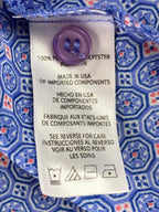 KUT from the Kloth Jasmine Blouse Blue Geometric Medallion Roll Tab Medium