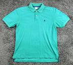 Brooks Brothers Mens Polo Shirt Turquoise Green Performance Cotton Logo Sz M