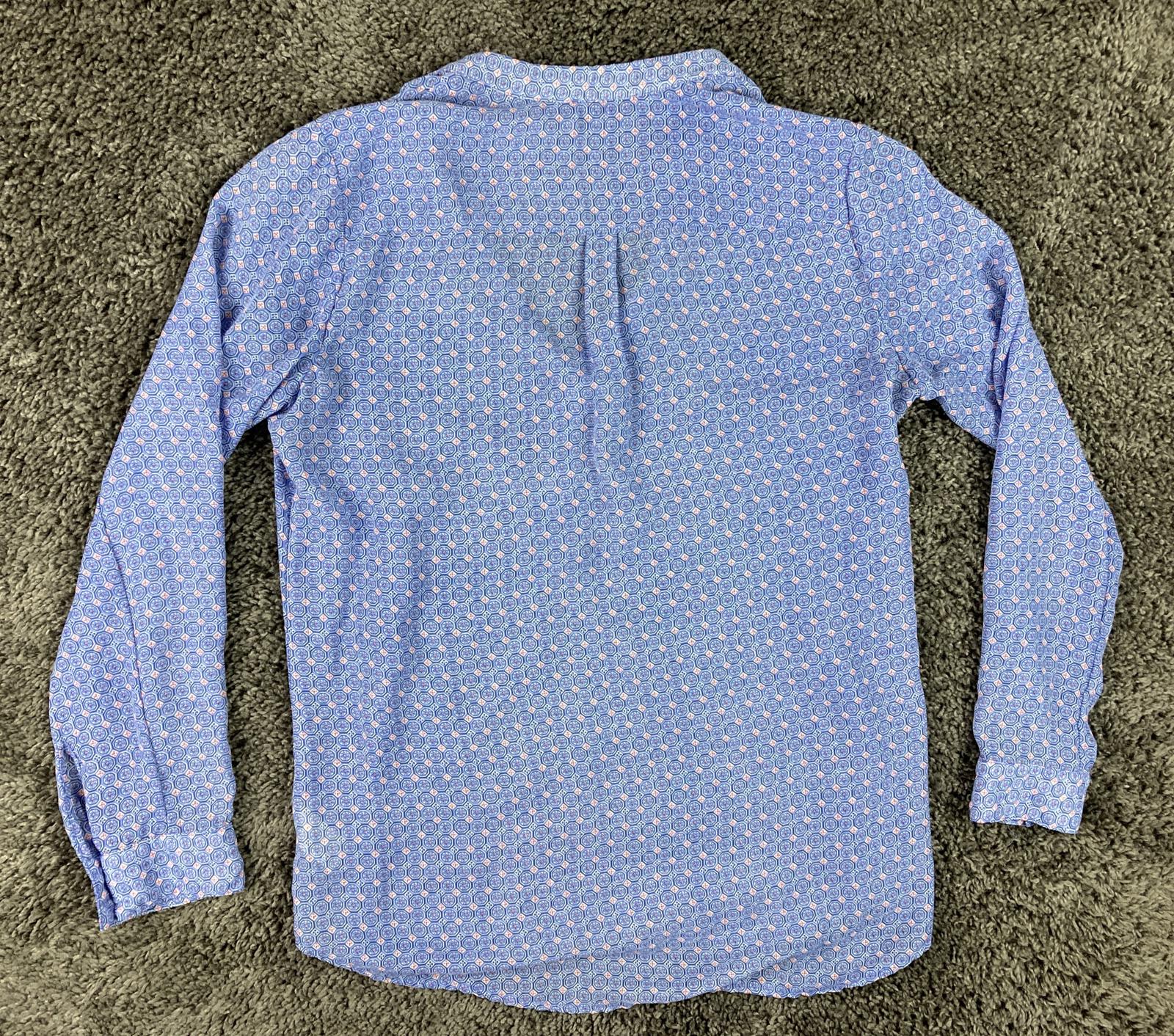 KUT from the Kloth Jasmine Blouse Blue Geometric Medallion Roll Tab Medium