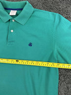 Brooks Brothers Mens Polo Shirt Turquoise Green Performance Cotton Logo Sz M