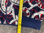 Vtg Lilli Ann for I Magnin Nautical Bomber Jacket Compass Print  Navy Red Sz Lg
