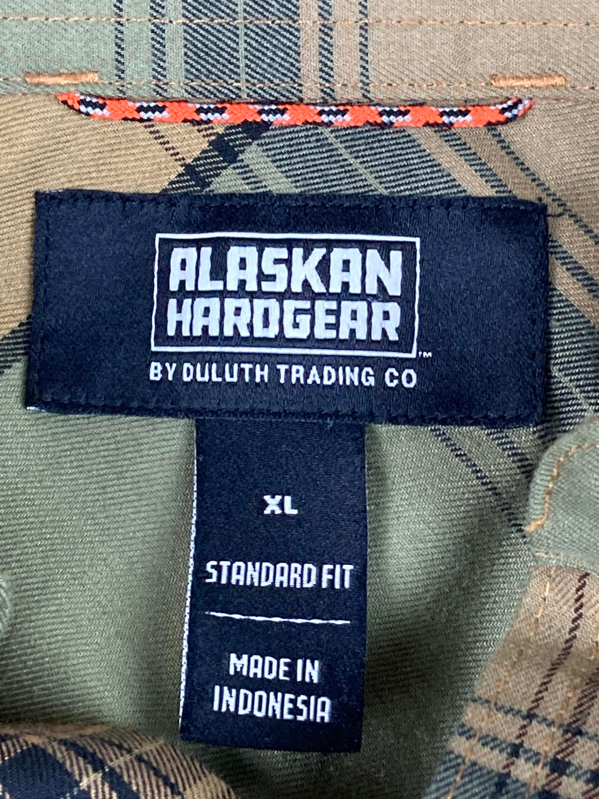 Alaskan Hardgear Duluth Trading Plaid Wool Blend Shirt XL Standard Fit Green Tan