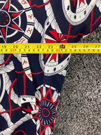 Vtg Lilli Ann for I Magnin Nautical Bomber Jacket Compass Print  Navy Red Sz Lg