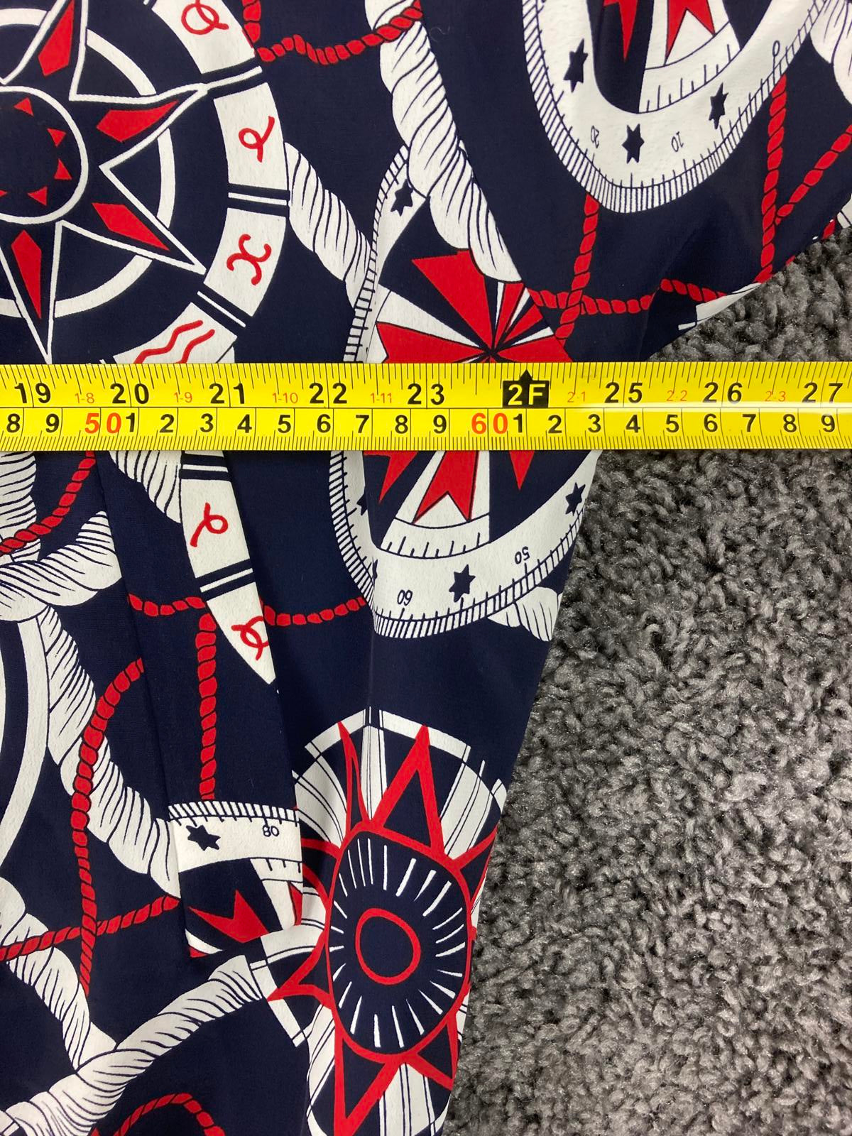 Vtg Lilli Ann for I Magnin Nautical Bomber Jacket Compass Print  Navy Red Sz Lg