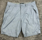 O'Neill Shorts Mens Grey/Blue Plaid Hybrid Stretch Chino Walk Shorts Sz 36