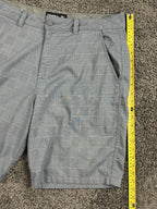 O'Neill Shorts Mens Grey/Blue Plaid Hybrid Stretch Chino Walk Shorts Sz 36