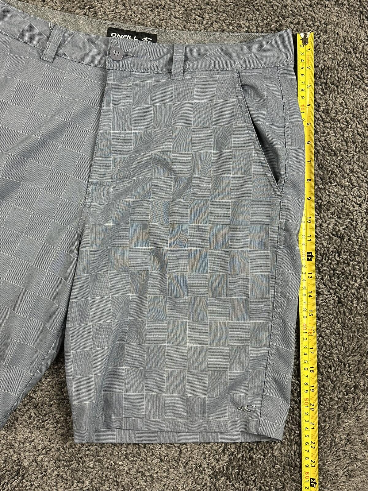 O'Neill Shorts Mens Grey/Blue Plaid Hybrid Stretch Chino Walk Shorts Sz 36