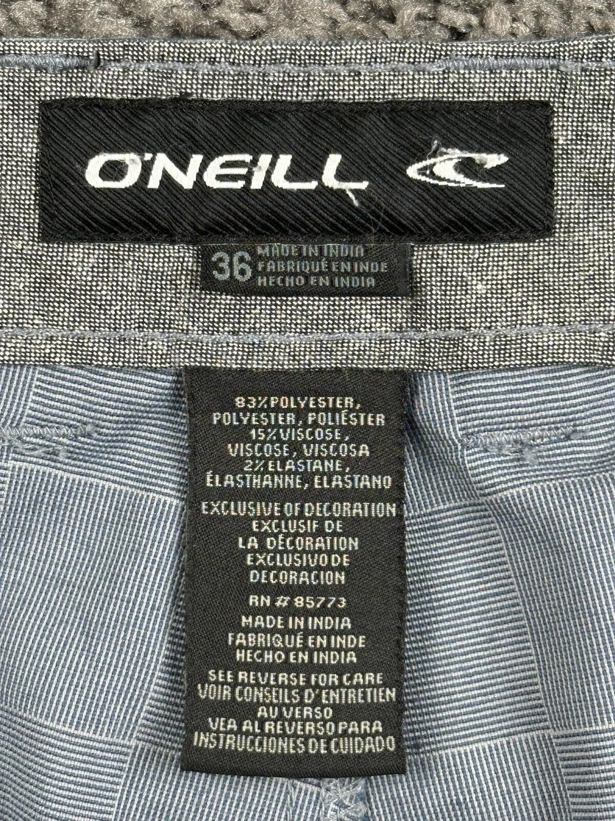 O'Neill Shorts Mens Grey/Blue Plaid Hybrid Stretch Chino Walk Shorts Sz 36