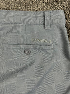 O'Neill Shorts Mens Grey/Blue Plaid Hybrid Stretch Chino Walk Shorts Sz 36