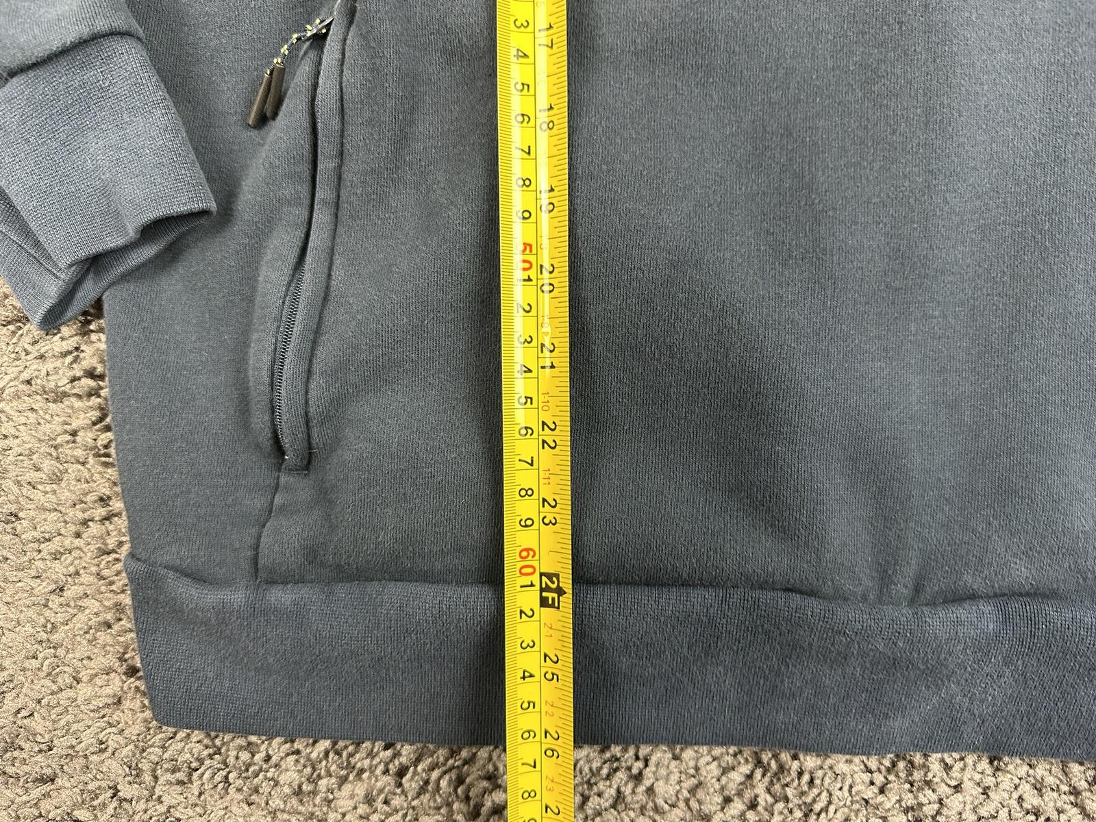 Sergio Tacchini Hoodie Mens Dark Blue Neon Green Fleece Zipper Pockets Sz XL