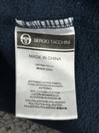 Sergio Tacchini Hoodie Mens Dark Blue Neon Green Fleece Zipper Pockets Sz XL