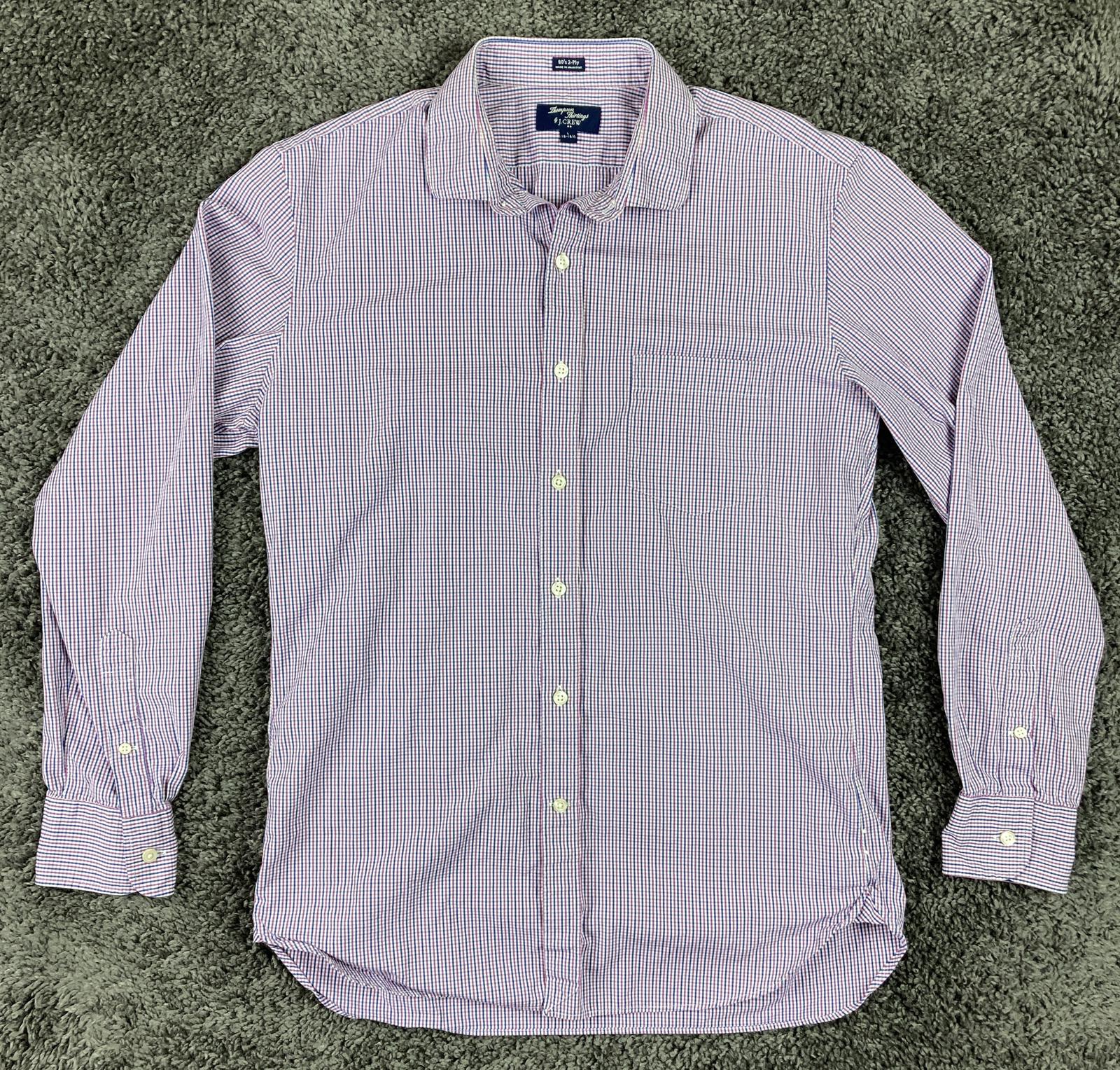 J. Crew Thompson Shirt Mens  Purple Navy Gingham Check 80s 2-Ply Sz L 16 16.5