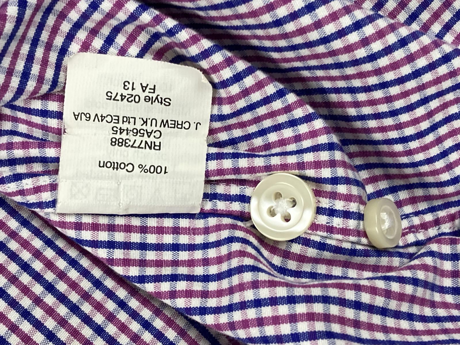J. Crew Thompson Shirt Mens  Purple Navy Gingham Check 80s 2-Ply Sz L 16 16.5