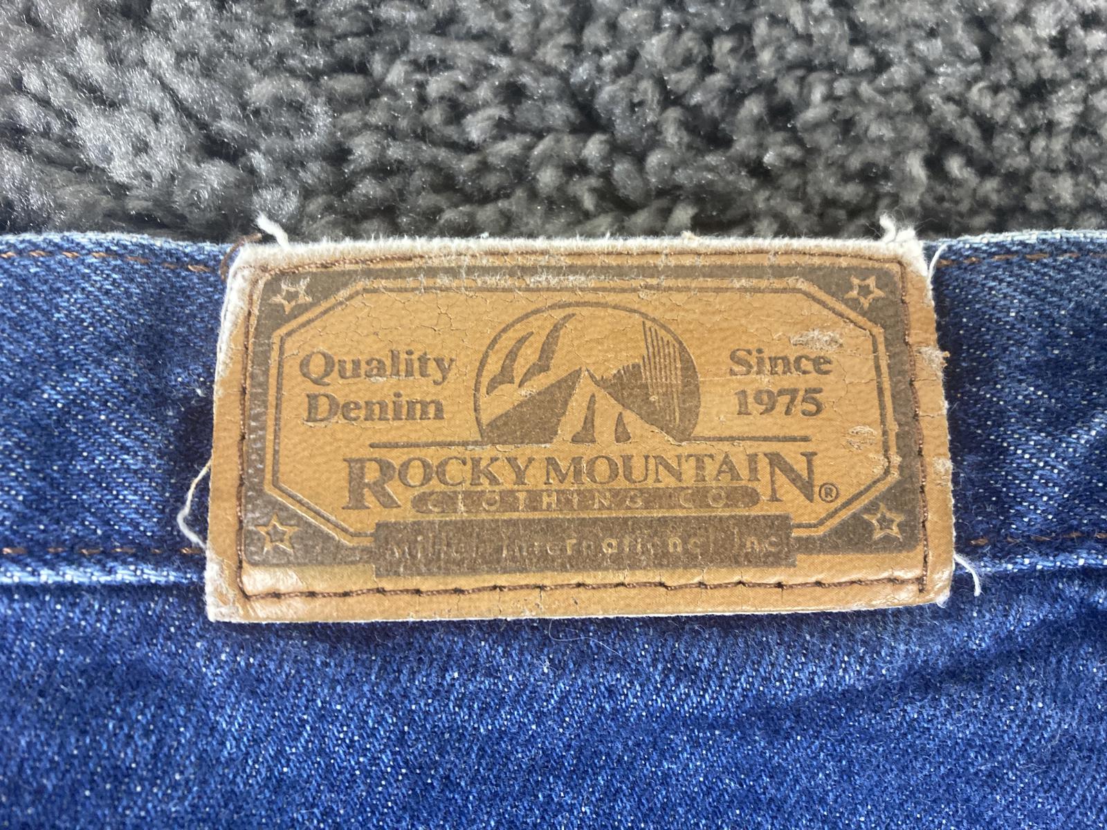 Rocky Mountain Rockies Vintage High Rise Western Jeans Blue Denim 34X35 Long USA