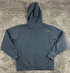 Sergio Tacchini Hoodie Mens Dark Blue Neon Green Fleece Zipper Pockets Sz XL