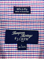 J. Crew Thompson Shirt Mens  Purple Navy Gingham Check 80s 2-Ply Sz L 16 16.5