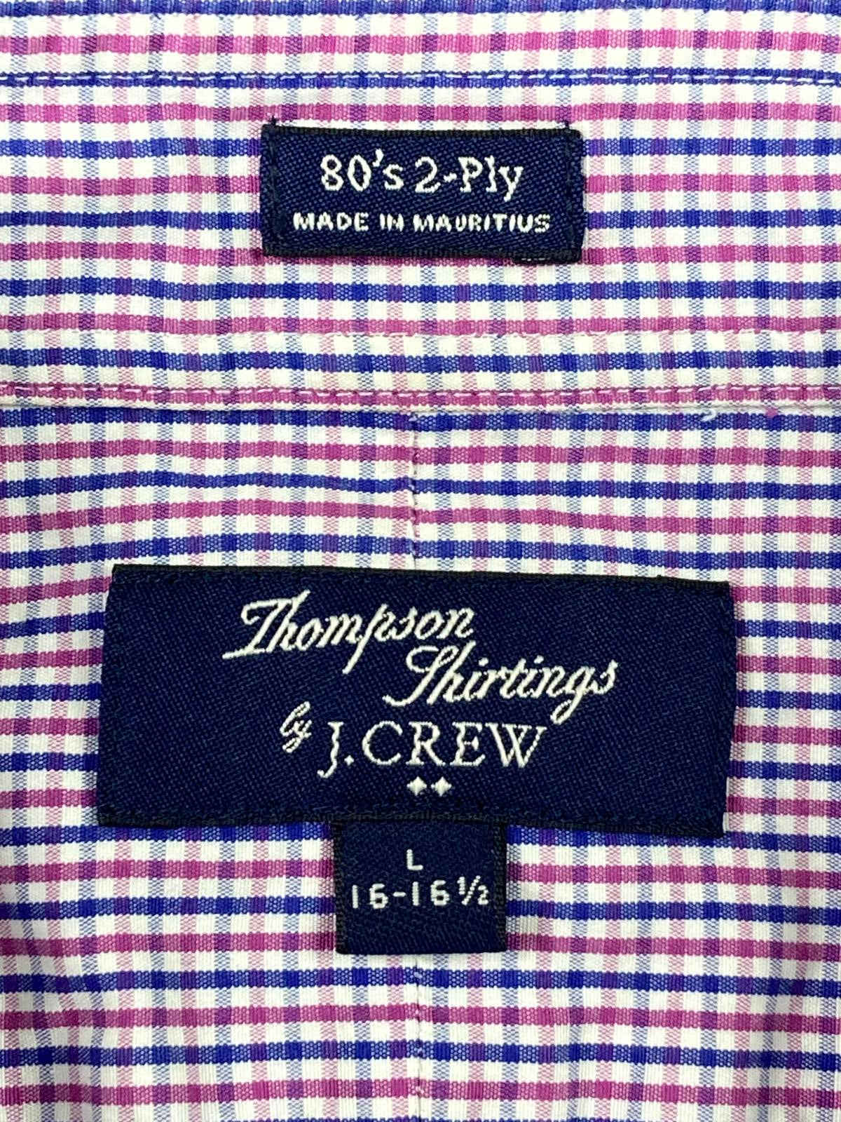 J. Crew Thompson Shirt Mens  Purple Navy Gingham Check 80s 2-Ply Sz L 16 16.5