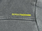 Sergio Tacchini Hoodie Mens Dark Blue Neon Green Fleece Zipper Pockets Sz XL