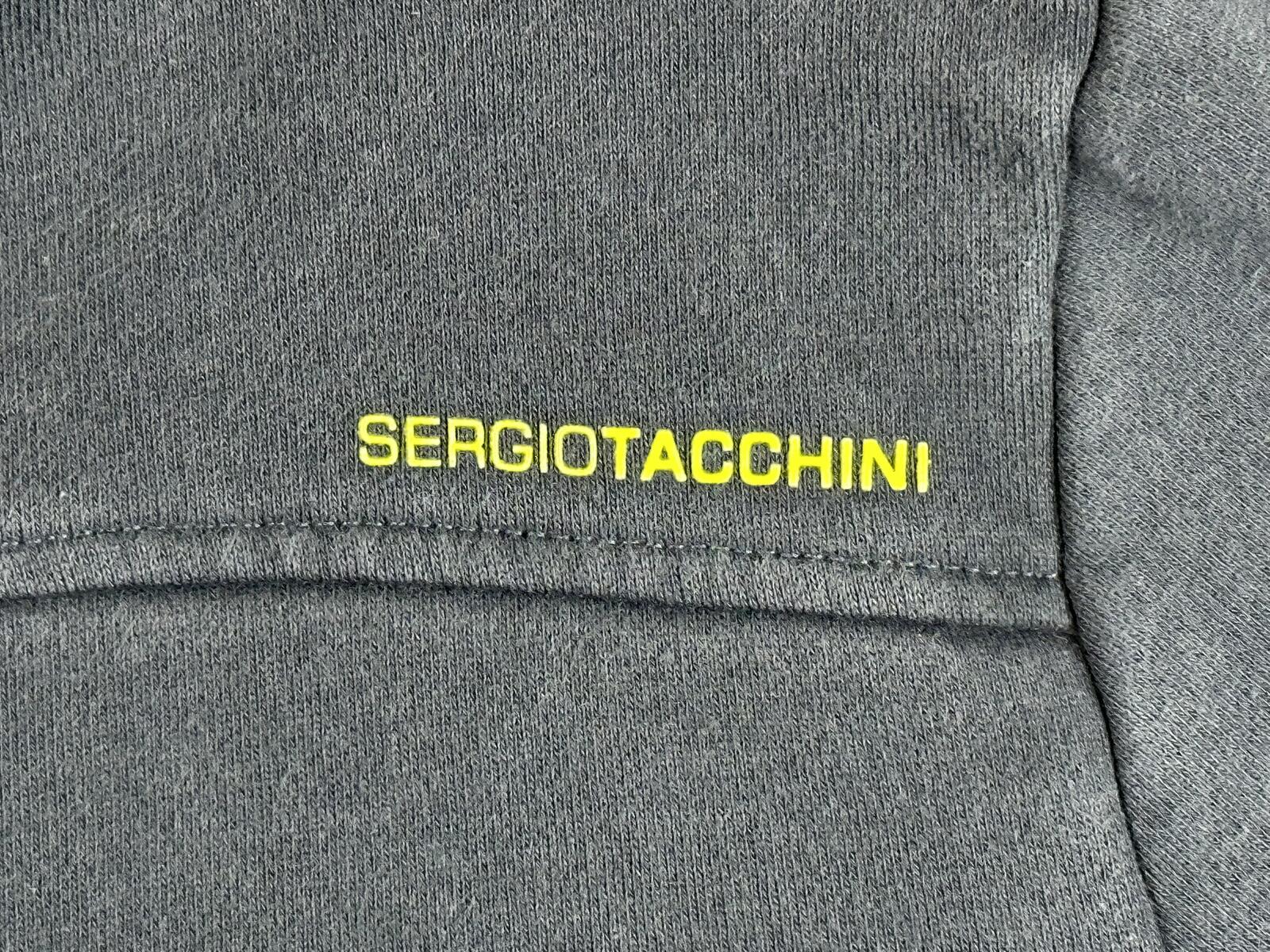 Sergio Tacchini Hoodie Mens Dark Blue Neon Green Fleece Zipper Pockets Sz XL