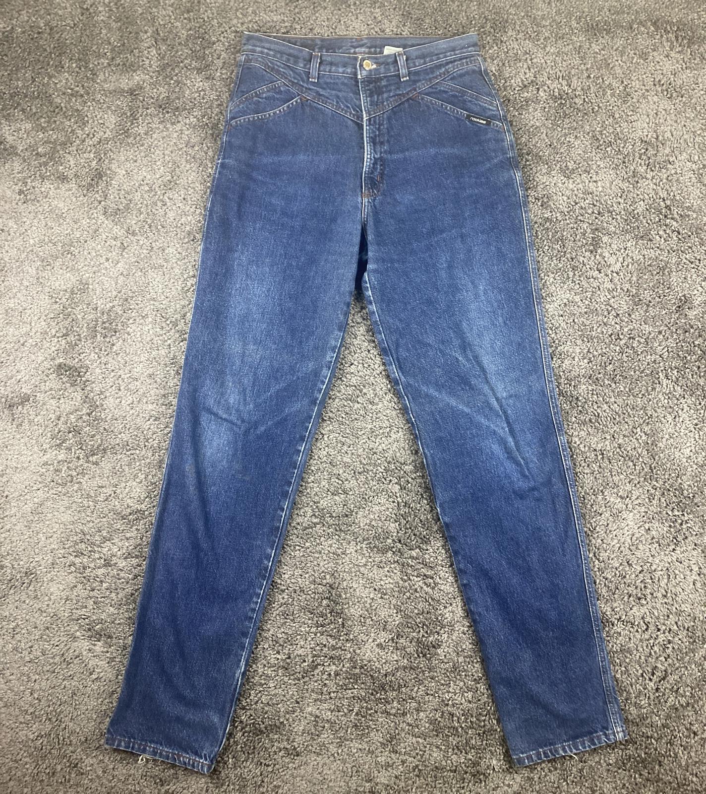 Rocky Mountain Rockies Vintage High Rise Western Jeans Blue Denim 34X35 Long USA