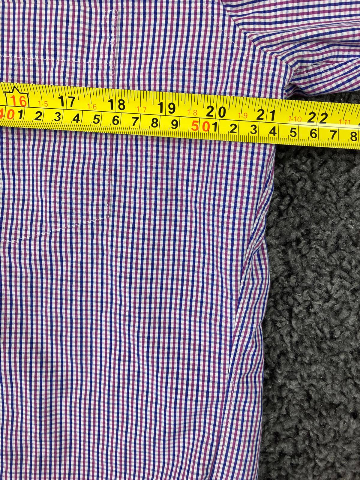 J. Crew Thompson Shirt Mens  Purple Navy Gingham Check 80s 2-Ply Sz L 16 16.5