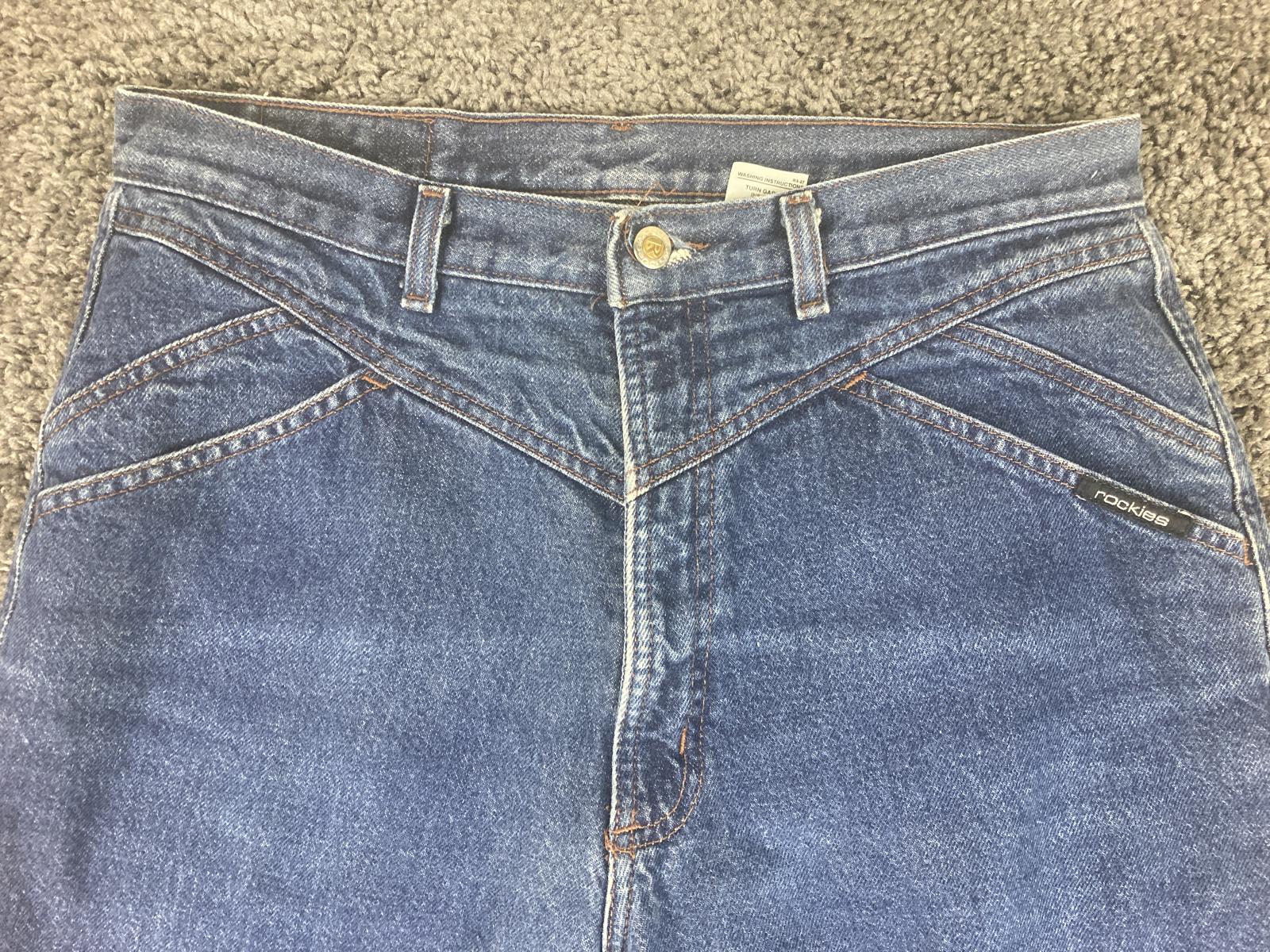 Rocky Mountain Rockies Vintage High Rise Western Jeans Blue Denim 34X35 Long USA