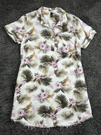 KUT from the Kloth Raelynn Lyocell Tropical Floral Palm Shirt Dress XL 35"