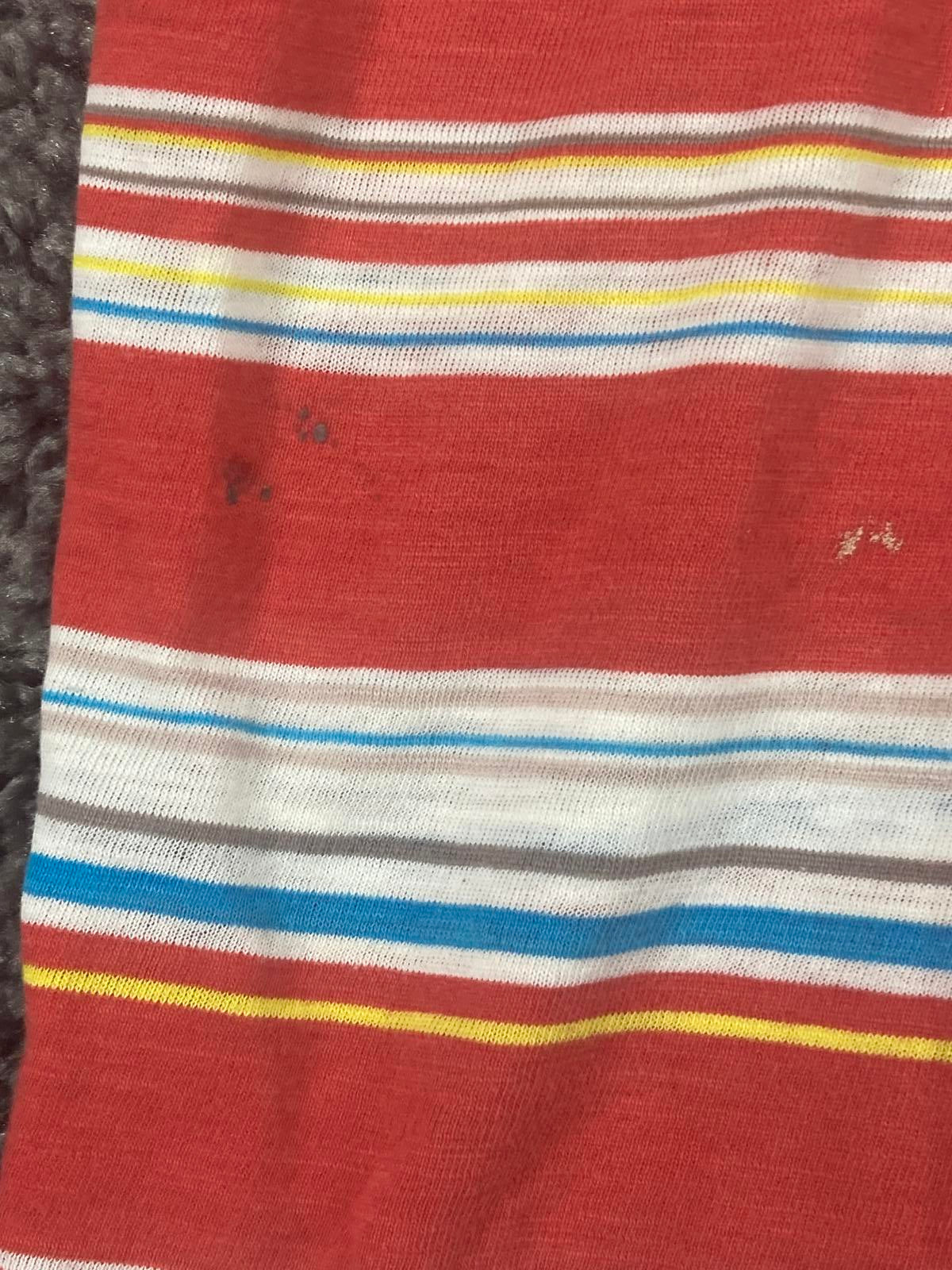 Quiksilver Mens Red Multicolor Stripe Short Sleeve Pocket Tee Size Large