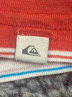 Quiksilver Mens Red Multicolor Stripe Short Sleeve Pocket Tee Size Large