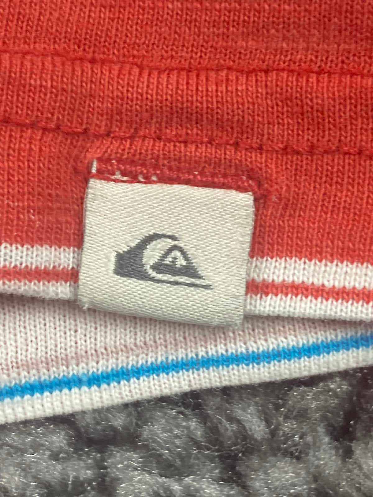 Quiksilver Mens Red Multicolor Stripe Short Sleeve Pocket Tee Size Large