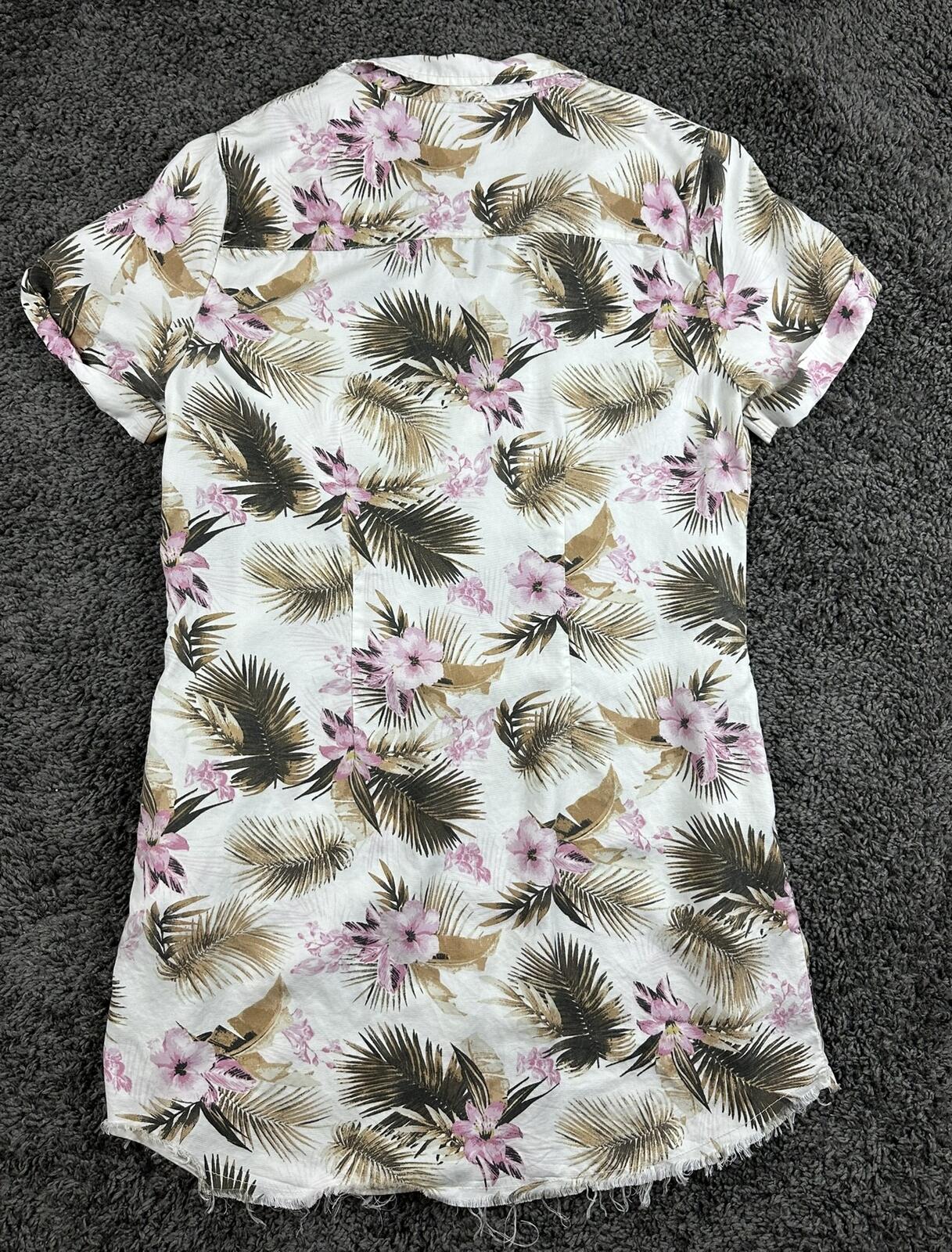 KUT from the Kloth Raelynn Lyocell Tropical Floral Palm Shirt Dress XL 35"