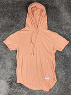 KDNK Men's Peach Short Sleeve Hoodie 11 4 14 11 Streetwear Cotton Sz S