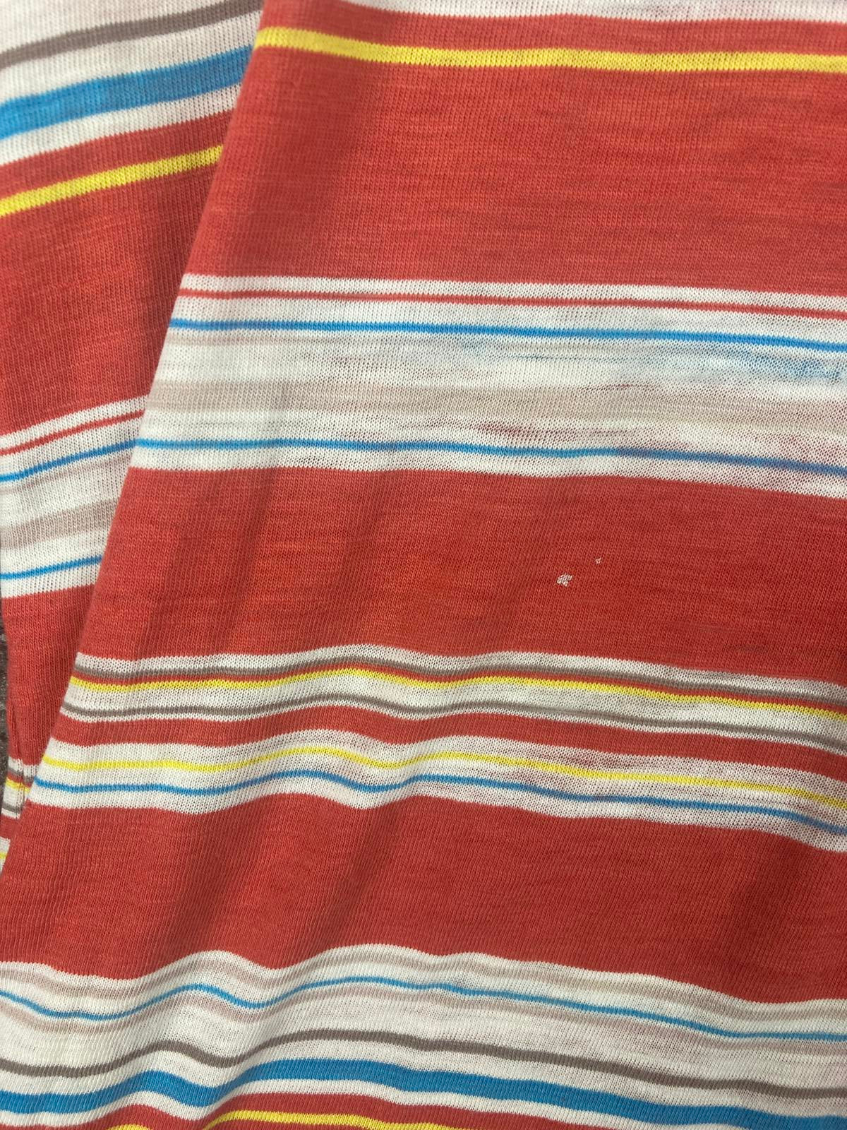 Quiksilver Mens Red Multicolor Stripe Short Sleeve Pocket Tee Size Large