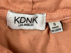 KDNK Men's Peach Short Sleeve Hoodie 11 4 14 11 Streetwear Cotton Sz S