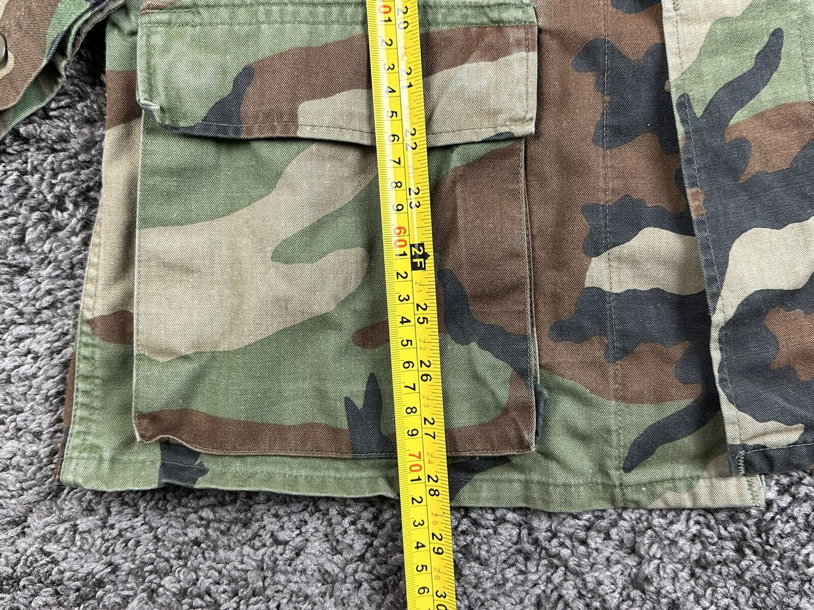 Vintage USMC M81 Woodland Camo BDU Combat Coat Jacket  Regular Rank Pins Sz S