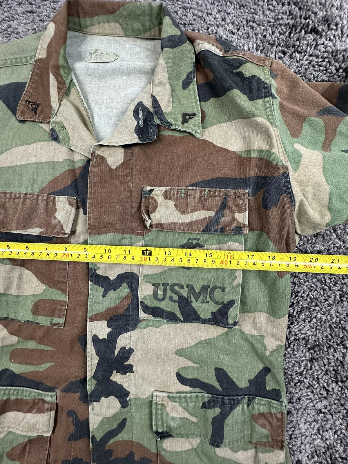 Vintage USMC M81 Woodland Camo BDU Combat Coat Jacket  Regular Rank Pins Sz S