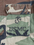Vintage USMC M81 Woodland Camo BDU Combat Coat Jacket  Regular Rank Pins Sz S