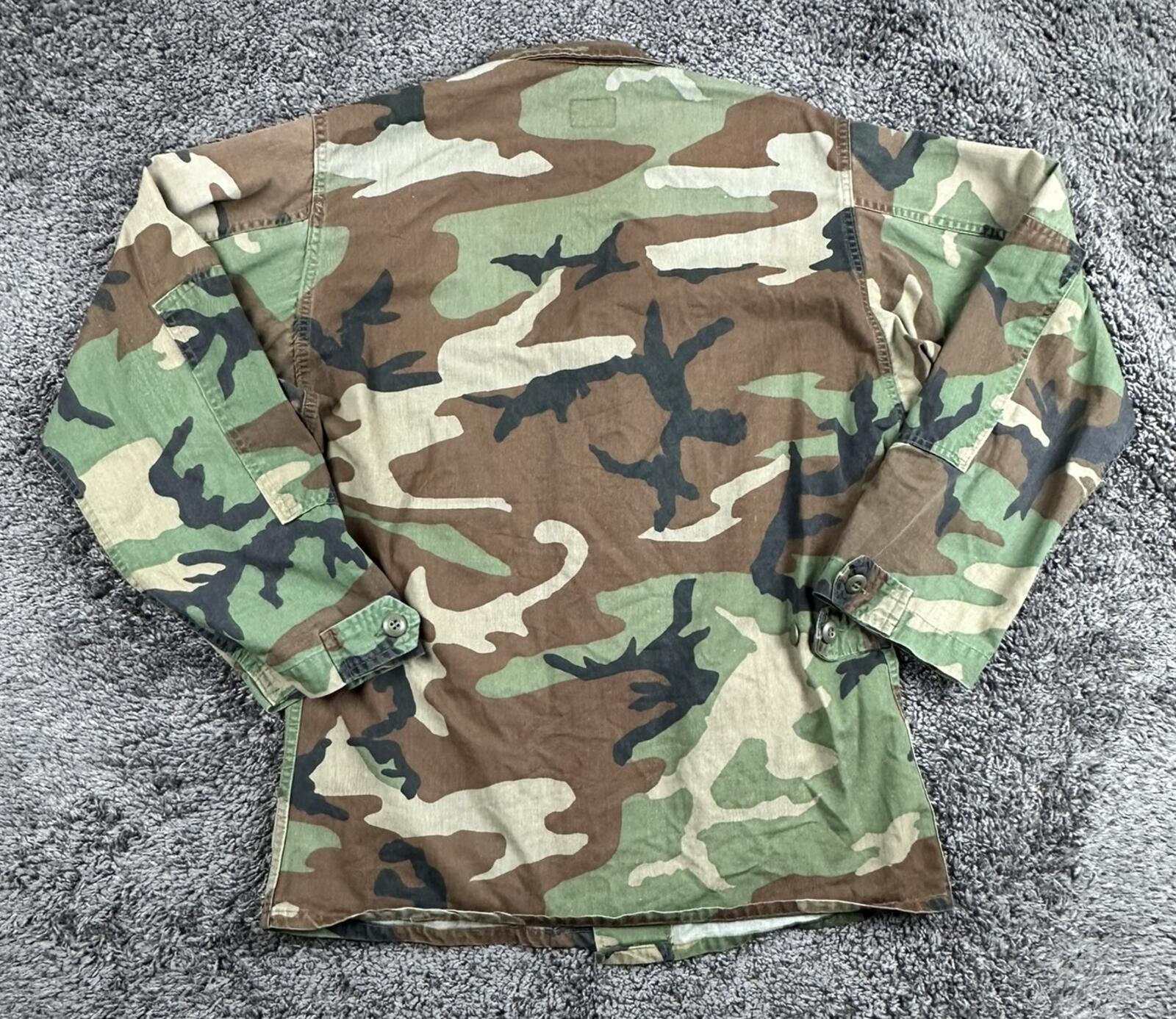 Vintage USMC M81 Woodland Camo BDU Combat Coat Jacket  Regular Rank Pins Sz S