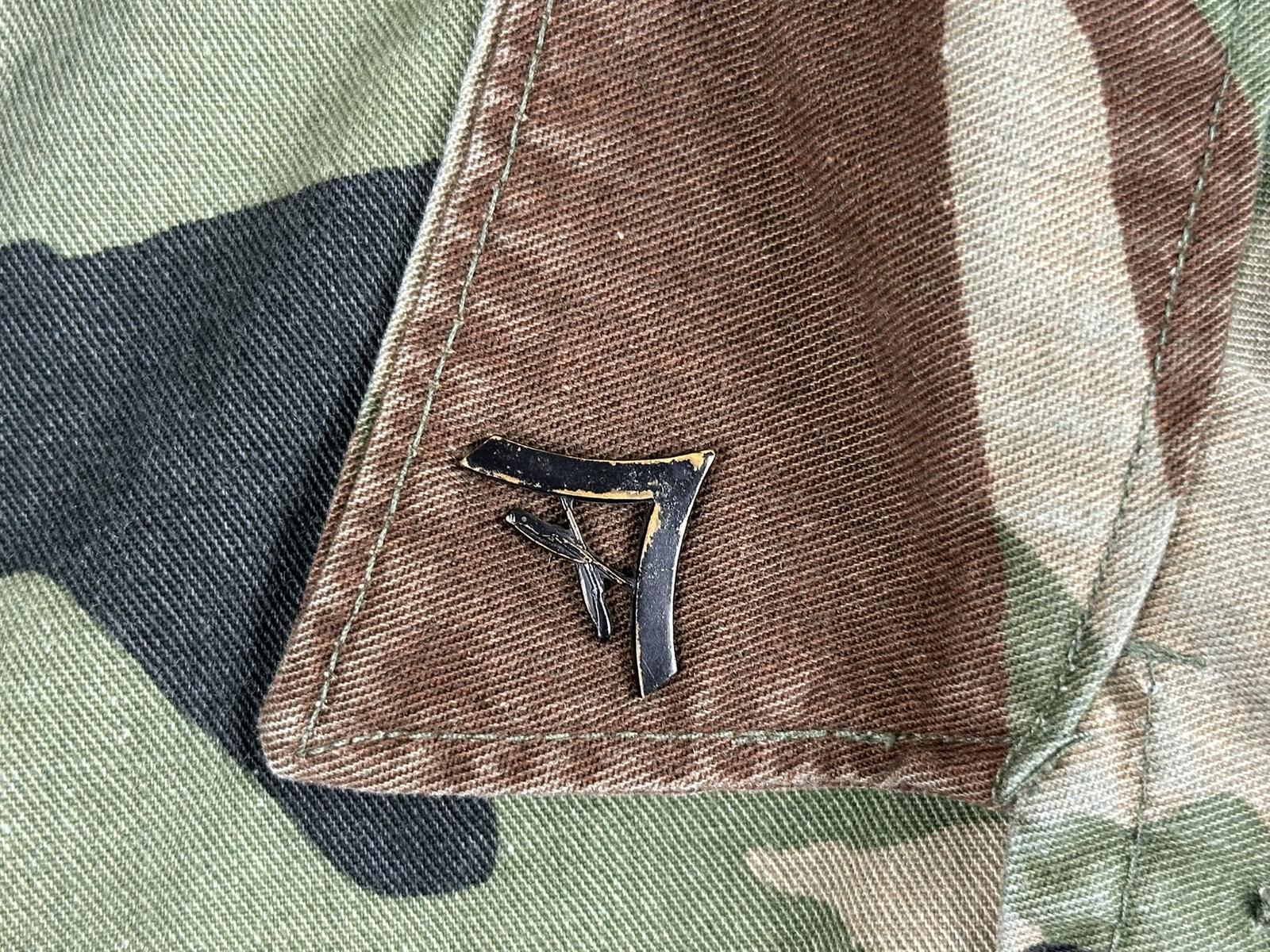 Vintage USMC M81 Woodland Camo BDU Combat Coat Jacket  Regular Rank Pins Sz S
