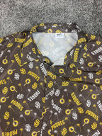 BDA San Diego Padres Mens Sz XL Brown Hawaiian Button Shirt 100% Polyester
