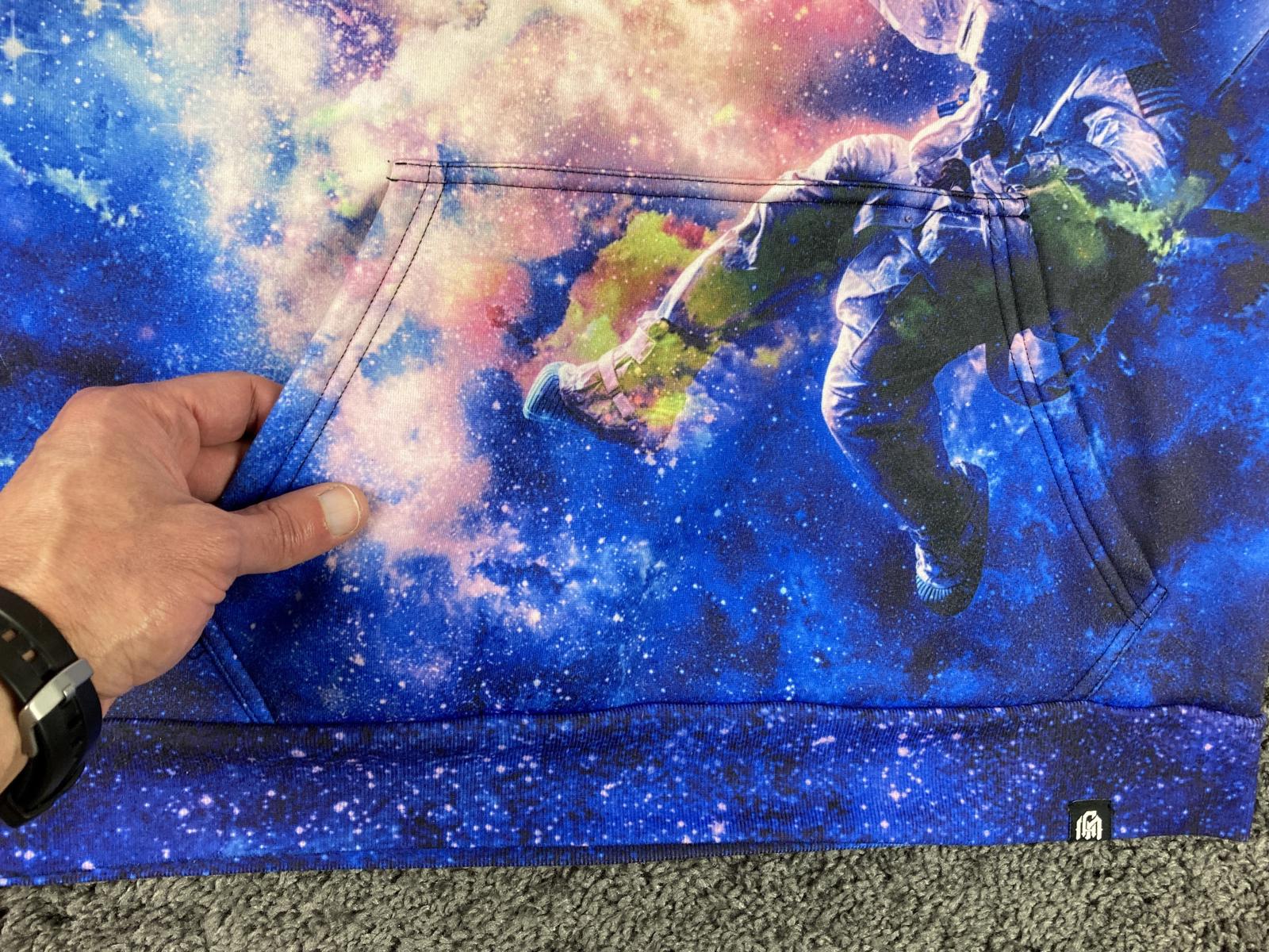 Into the AM Galaxy Hoodie Space Astronaut Rainbow Stars Mens Pullover Sz XL