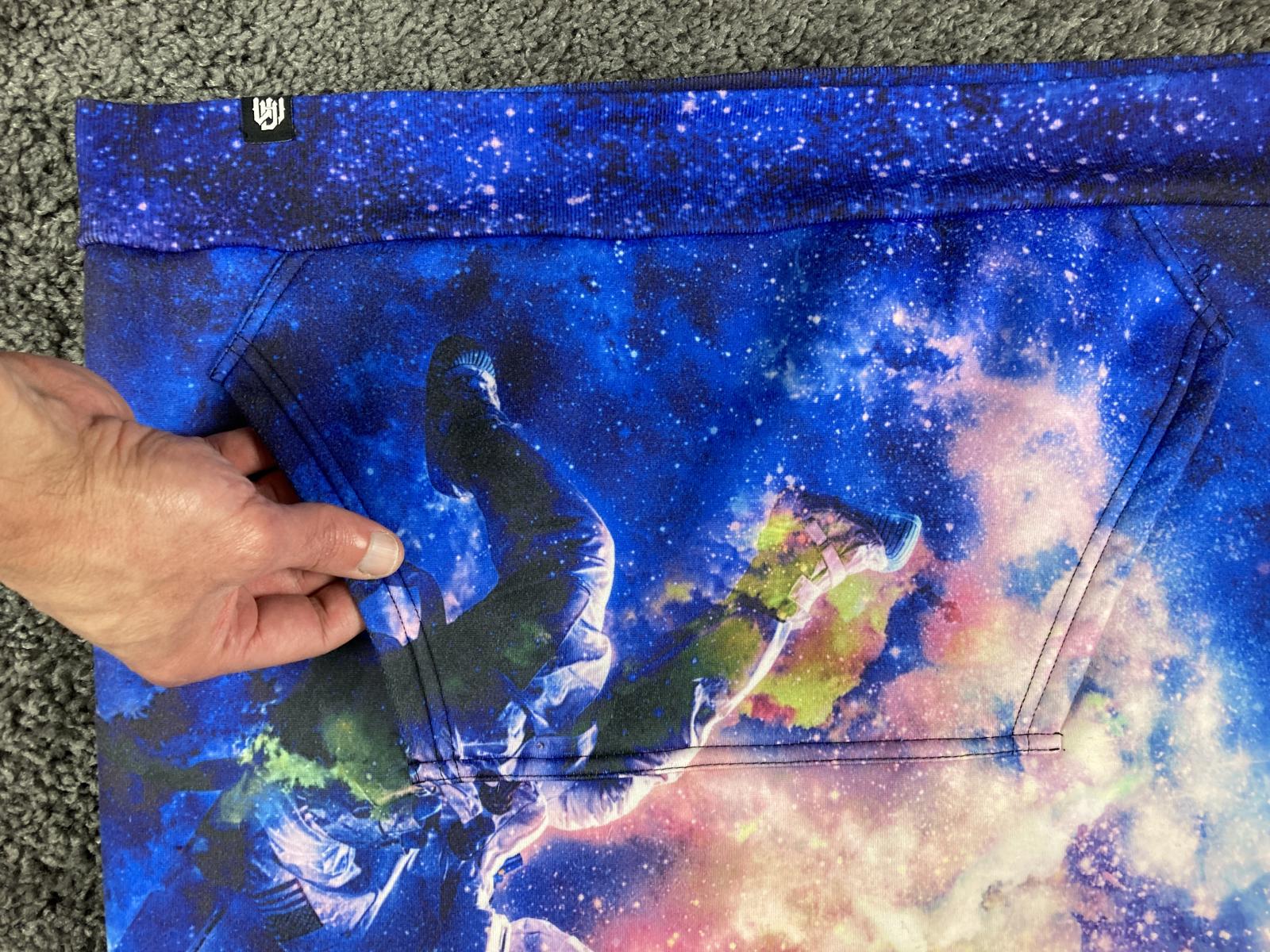 Into the AM Galaxy Hoodie Space Astronaut Rainbow Stars Mens Pullover Sz XL