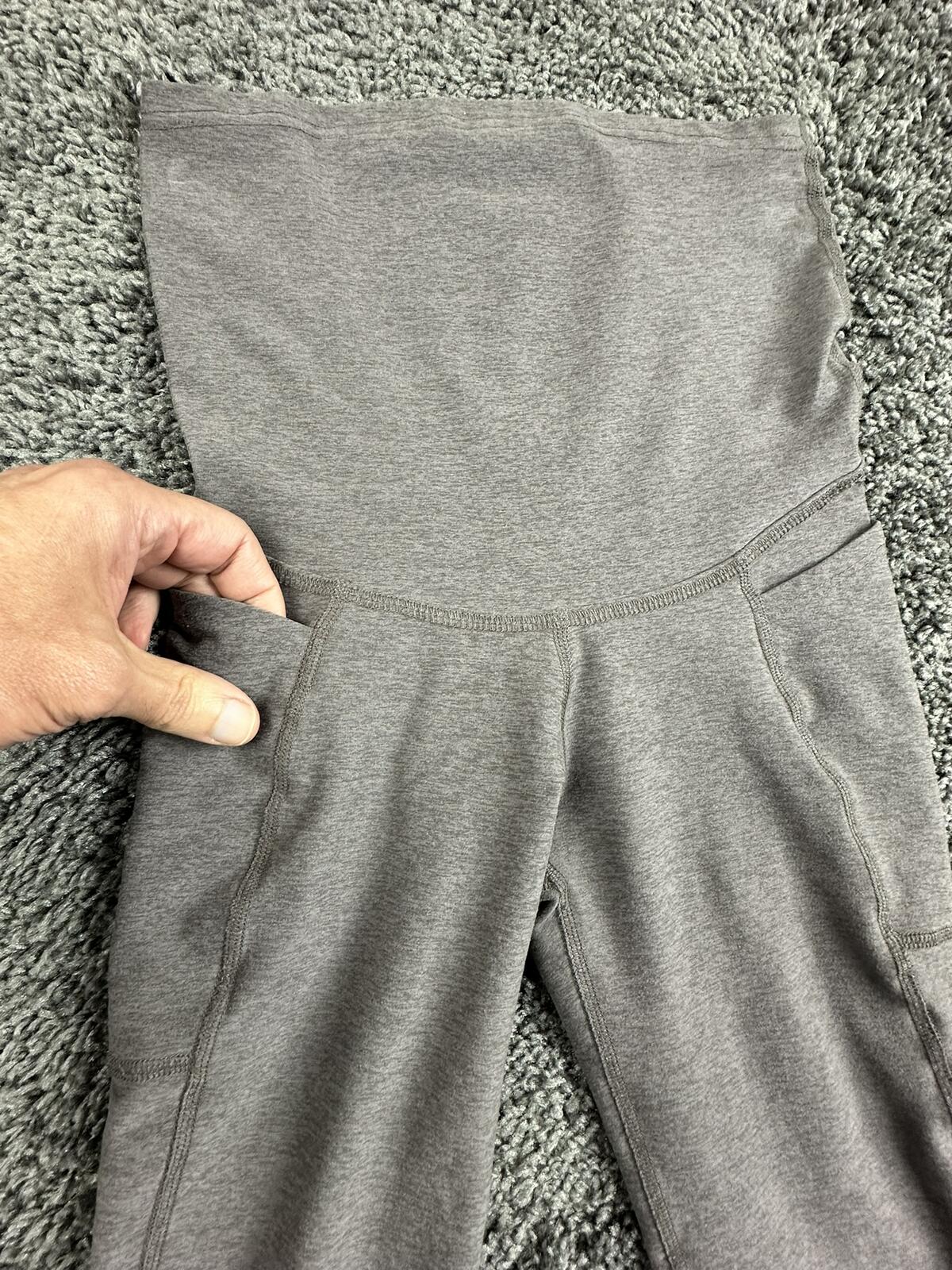 Beyond The Bump By Beyond Yoga Maternity Leggings Gray Spacedye Pockets Sz XS