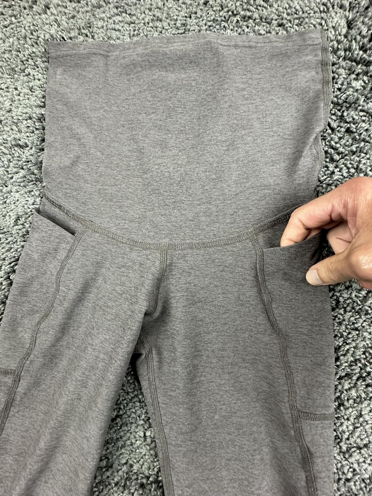 Beyond The Bump By Beyond Yoga Maternity Leggings Gray Spacedye Pockets Sz XS